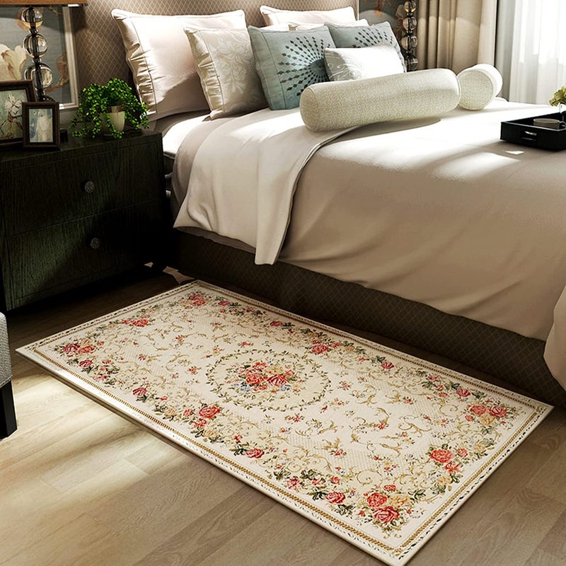 UKELER Luxury Soft Rustic Floral Area Rugs Washable Elegant Shabby Rose Rug Non Slip Accent Floor Rugs Carpet for Bedroom (31.5''x47.2'', Country Rose) - Image 2